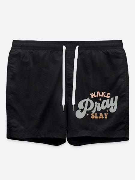 wake, pray, slay - Badeshorts - Schwarz
