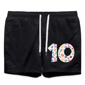 URLAUB NUMMER 10 JAHRE SOMMER 10. GEBURTSTAG - Badeshorts - Schwarz - Vorne - AI Model Male 185 light (185cm)