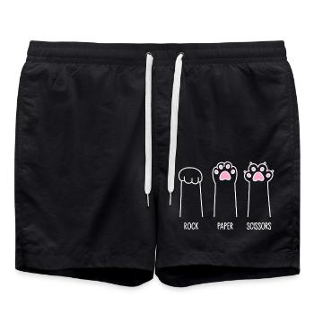 Rock Paper Scissors - Cat Paws - Swim Trunks - black - Front - AI Model Male 185 light (185cm)