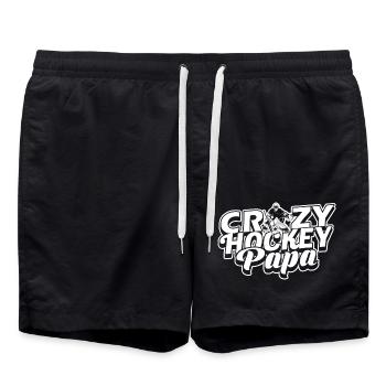 Crazy Hockey Papa - Swim Trunks - black - Front - AI Model Male 185 light (185cm)