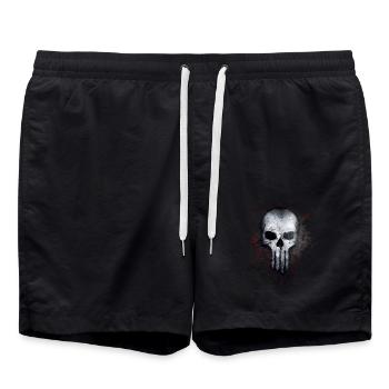 Skull Skull Death Gothic Paint Splatter Art - Swim Trunks - black - Front - AI Model Male 185 light (185cm)
