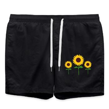 Fleur Jaune Fleur Fleurs de tournesol - Short de bain - noir - Devant - AI Model Male 185 light (185cm)