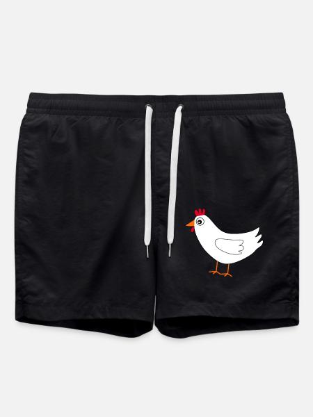 weißes Huhn lustig Geschenk Bauern Landwirte - Badeshorts - Schwarz