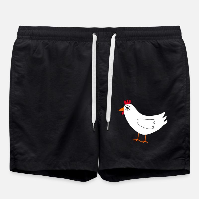white chicken funny - Swim Trunks - black