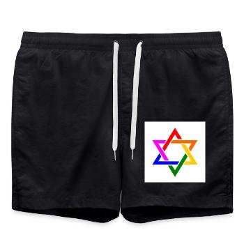 Israel lgbt flag - Swim Trunks - black - Front - AI Model Male 185 light (185cm)