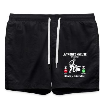 la tronçonneuse m'appelle désolé je dois y aller - Short de bain - noir - Devant - AI Model Male 185 light (185cm)