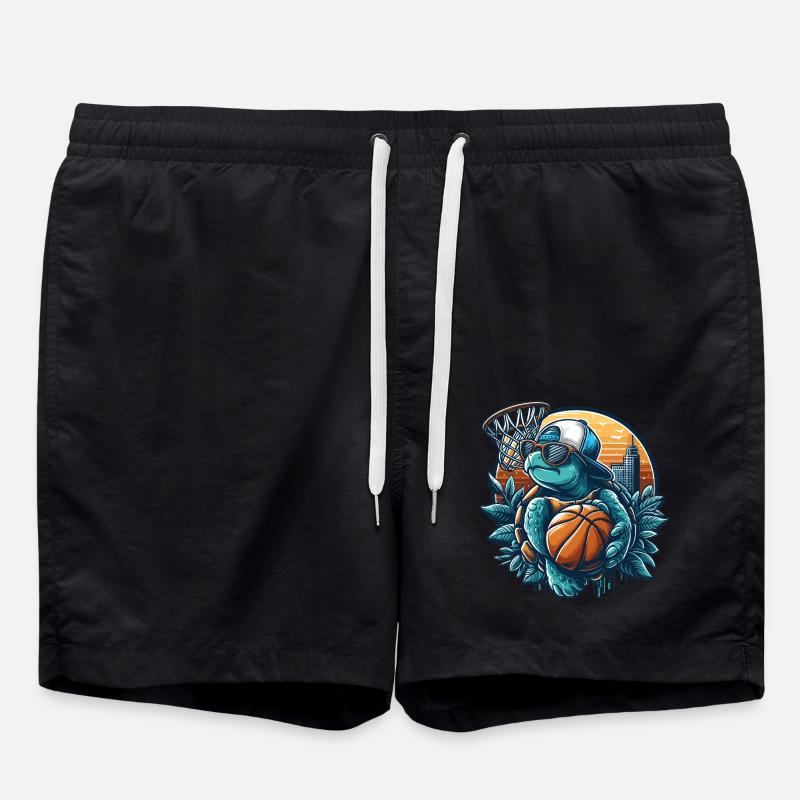 Basketball Turtle Sunglasses Gift - Swim Trunks - black