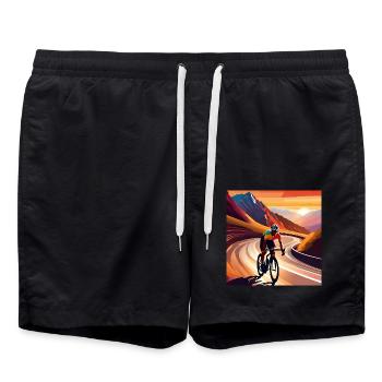 Mountain Majesty: Rennen im goldenen Glanz - Badeshorts - Schwarz - Vorne - AI Model Male 185 light (185cm)