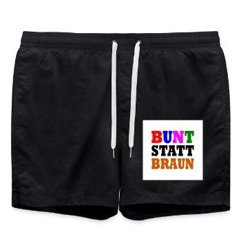 Bunt statt braun - Badeshorts - Schwarz - Vorne - AI Model Male 185 light (185cm)