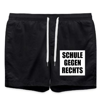 Schule gegen rechts - Badeshorts - Schwarz - Vorne - AI Model Male 185 light (185cm)