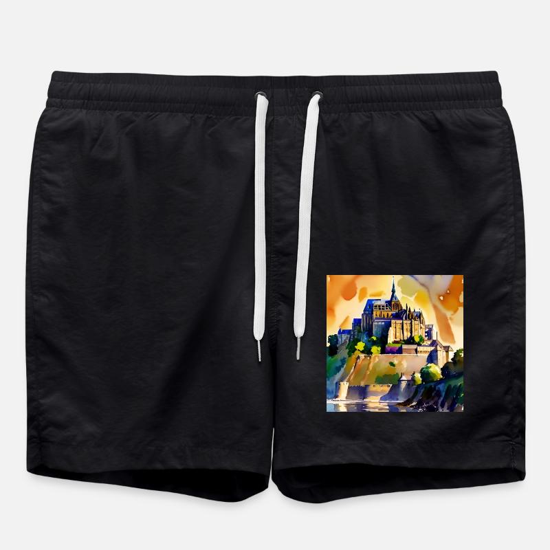 Mont Saint Michel - Aquarelle - Short de bain - noir