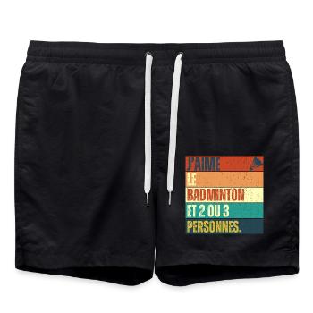 J' aime le badminton humour badiste cadeau vintage - Short de bain - noir - Devant - AI Model Male 185 light (185cm)