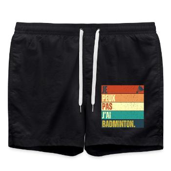 Je peux pas j' ai badminton cadeau badiste vintage - Short de bain - noir - Devant - AI Model Male 185 light (185cm)
