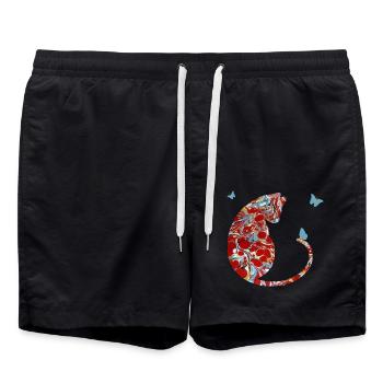 Chat avec Papillon E 251 - Short de bain - noir - Devant - AI Model Male 185 light (185cm)