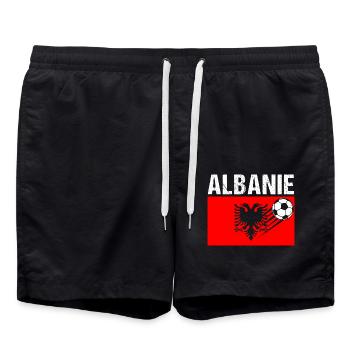Albanisches Fußball Geschenk, Albanien Flagge - Badeshorts - Schwarz - Vorne - AI Model Male 185 light (185cm)