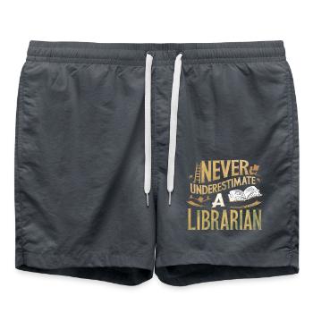 Never Underestimate a Librarian - Swim Trunks - anthracite - Front - AI Model Male 185 light (185cm)