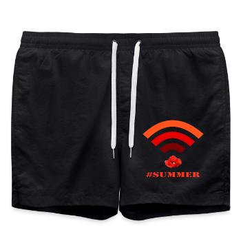 wifi coquelicot hashtag été - Short de bain - noir - Devant - AI Model Male 185 light (185cm)
