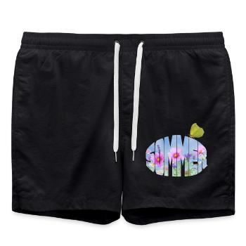 Summer meadow with lemon butterfly - Swim Trunks - black - Front - AI Model Male 185 light (185cm)
