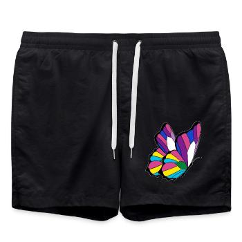 Schmetterling pansexual bisexual androgyne - Badeshorts - Schwarz - Vorne - AI Model Male 185 light (185cm)