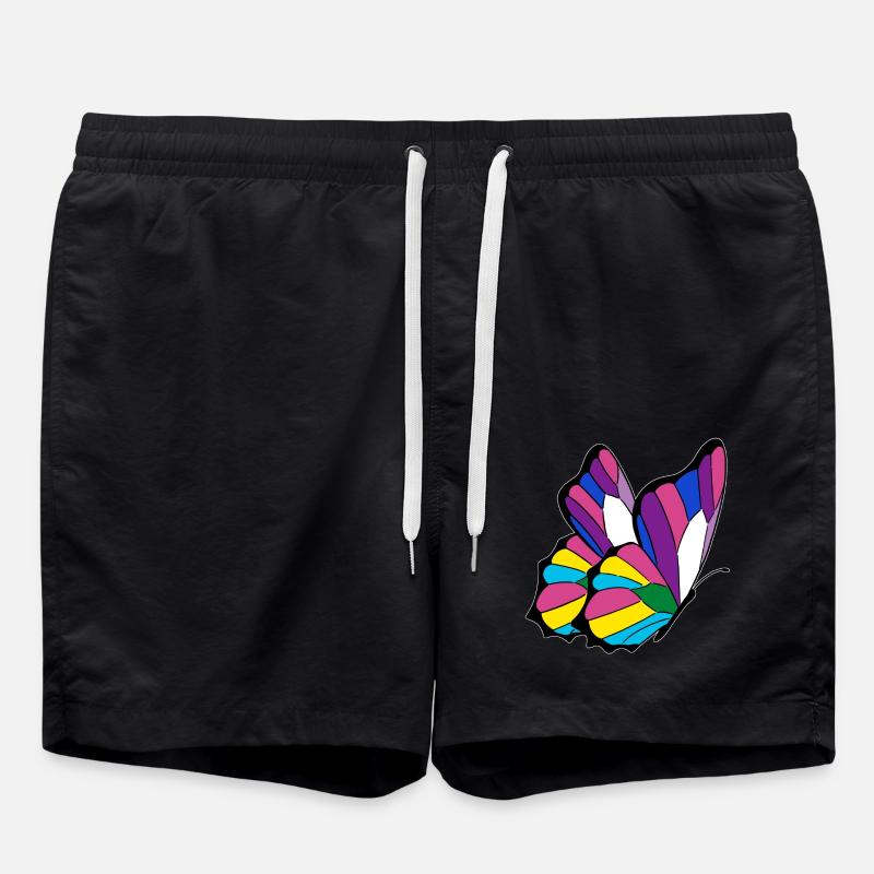 Butterfly pansexual bisexual androgynous - Swim Trunks - black
