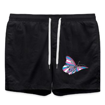 butterfly transgender, bigender, transsexual - Swim Trunks - black - Front - AI Model Male 185 light (185cm)