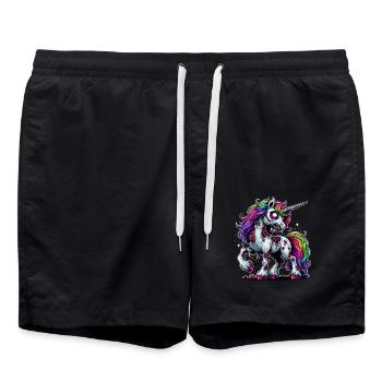 Halloween Unicorn Zombie Fantasy Halloween Costume - Swim Trunks - black - Front - AI Model Male 185 light (185cm)