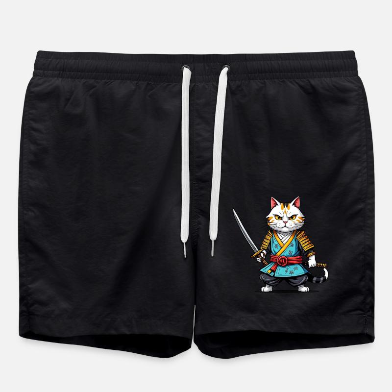Samurai-Katze - Badeshorts - Schwarz