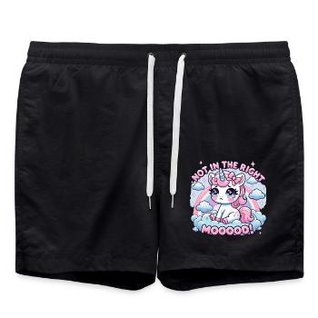Licorne triste dans « Pas d’humeur » - Short de bain - noir - Devant - AI Model Male 185 light (185cm)