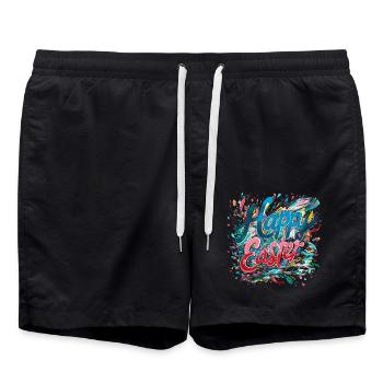 Frohe Ostern Bunte Eierjagd Osterkorb für Kinder - Badeshorts - Schwarz - Vorne - AI Model Male 185 light (185cm)