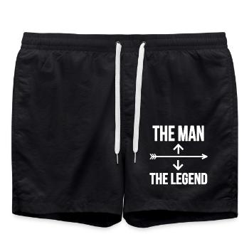 The Man The Legend Mallesprüche - Badeshorts - Schwarz - Vorne - AI Model Male 185 light (185cm)