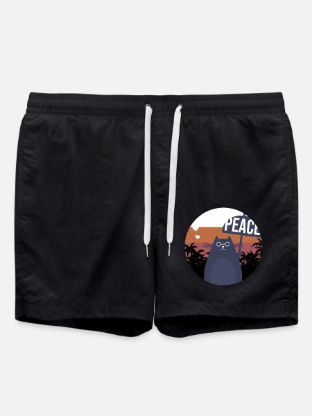 Black Cat for Peace - Swim Trunks - black