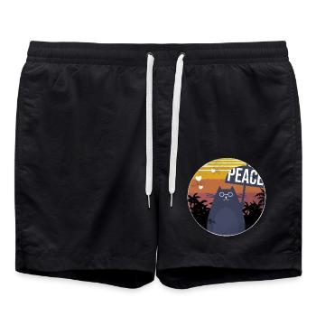 Funny Cat - Badeshorts - Schwarz - Vorne - AI Model Male 185 light (185cm)
