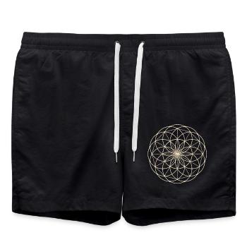 Géométrie sacrée Fleur - Short de bain - noir - Devant - AI Model Male 185 light (185cm)