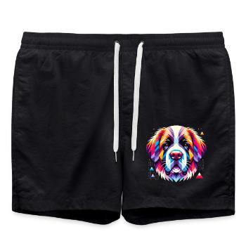 Art géométrique coloré du visage de chien - Short de bain - noir - Devant - AI Model Male 185 light (185cm)