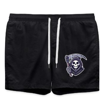 Grim Reaper Smiling Scythe Illustration - Swim Trunks - black - Front - AI Model Male 185 light (185cm)