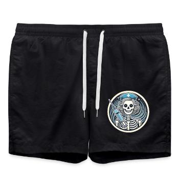 Insigne d’infirmière squelette sombre mais attentionné - Short de bain - noir - Devant - AI Model Male 185 light (185cm)