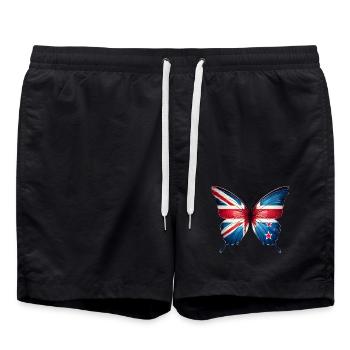 New Zealand Flag Butterfly Design - Swim Trunks - black - Front - AI Model Male 185 light (185cm)
