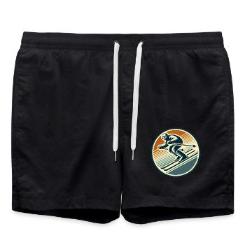 Conception de badge de ski rétro - Short de bain - noir - Devant - AI Model Male 185 light (185cm)