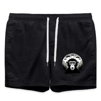 Singe avec OVNI - Short de bain - noir - Devant - AI Model Male 185 light (185cm)