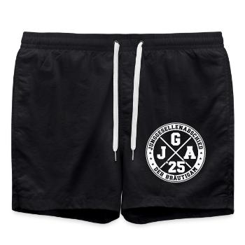 Junggesellenabschied 2025 Der Bräutigam - Badeshorts - Schwarz - Vorne - AI Model Male 185 light (185cm)