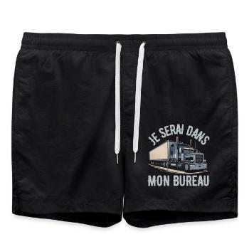 Je Serai Dans Mon Bureau Humour Chauffeur Routier - Short de bain - noir - Devant - AI Model Male 185 light (185cm)