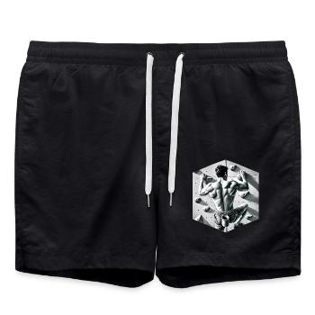 Illustration d’un grimpeur en niveaux de gris - Short de bain - noir - Devant - AI Model Male 185 light (185cm)