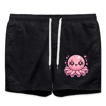 Adorable pieuvre rose dessin animé - Short de bain - noir - Devant - AI Model Male 185 light (185cm)