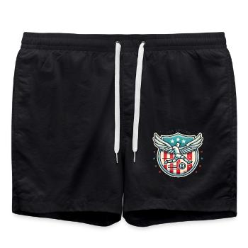 USA Soccer Badge with Wings Design - Swim Trunks - black - Front - AI Model Male 185 light (185cm)