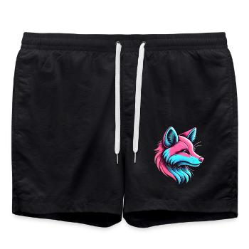 Neon Fox Glow Künstlerisches Design - Badeshorts - Schwarz - Vorne - AI Model Male 185 light (185cm)