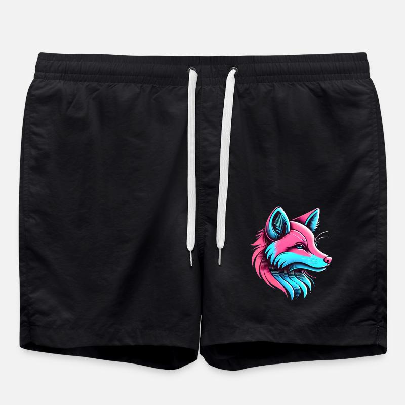Neon Fox Glow Design artistique - Short de bain - noir