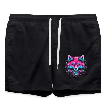 Neon Fuchs Leuchten Illustration Design - Badeshorts - Schwarz - Vorne - AI Model Male 185 light (185cm)