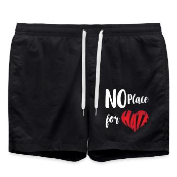 Kein Platz für Hass Stopp Hass Anti Hass - Badeshorts - Schwarz - Vorne - AI Model Male 185 light (185cm)