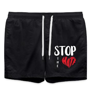 Kein Hass Abneigung Stopp Hass Anti Hass - Badeshorts - Schwarz - Vorne - AI Model Male 185 light (185cm)