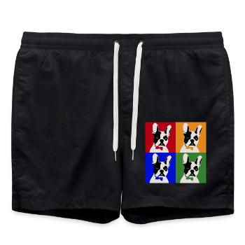Französiche Bulldogge Kunst Motiv - Badeshorts - Schwarz - Vorne - AI Model Male 185 light (185cm)
